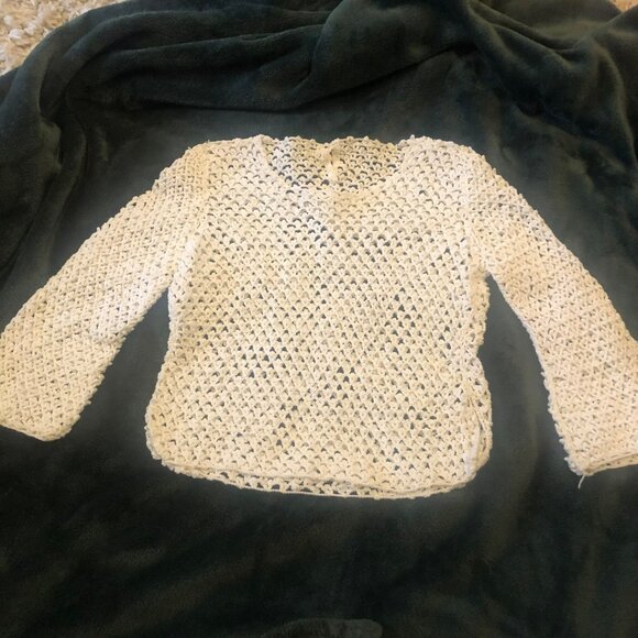 Hand Crochet Peek A Boo LS Top Girls VTG Boho Photo Holiday - Picture 1 of 8